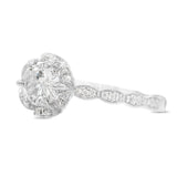 Diamond Floral Ring in 14KT White Gold ( 1.10ct dtw / 0.96ct center )
