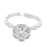 Diamond Floral Ring in 14KT White Gold ( 1.10ct dtw / 0.96ct center )