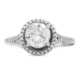Diamond Halo Split Shank Ring in 18KT White Gold ( 1.51ct dtw / 1.27ct center )