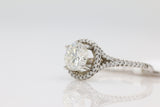 Diamond Halo Split Shank Ring in 18KT White Gold ( 1.51ct dtw / 1.27ct center )