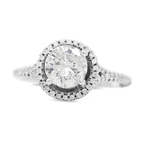 Diamond Halo Split Shank Ring in 18KT White Gold ( 1.51ct dtw / 1.27ct center )