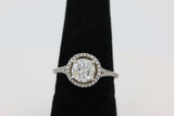 Diamond Halo Split Shank Ring in 18KT White Gold ( 1.51ct dtw / 1.27ct center )