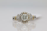 Diamond Halo Decorative Shank Ring in 14KT White and Yellow Gold ( 1.19ct dtw / 0.73ct center )