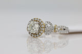 Diamond Halo Decorative Shank Ring in 14KT White and Yellow Gold ( 1.19ct dtw / 0.73ct center )