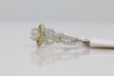 Diamond Halo Decorative Shank Ring in 14KT White and Yellow Gold ( 1.19ct dtw / 0.73ct center )