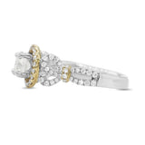 Diamond Halo Decorative Shank Ring in 14KT White and Yellow Gold ( 1.19ct dtw / 0.73ct center )