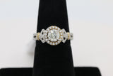 Diamond Halo Decorative Shank Ring in 14KT White and Yellow Gold ( 1.19ct dtw / 0.73ct center )