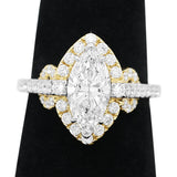 Diamond Marquise Halo Ring in 14KT White and Yellow Gold ( 2.21ct dtw / 1.55ct center )