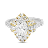 Diamond Marquise Halo Ring in 14KT White and Yellow Gold ( 2.21ct dtw / 1.55ct center )