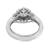 Hexagon Halo Diamond and Sapphire Ring in 14KT White Gold ( 0.42ct dtw / 0.81ct SAP )