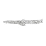Swirl Baguette Cut Diamond Bangle in 14KT White Gold ( 2ct tw dia )