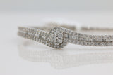 Swirl Baguette Cut Diamond Bangle in 14KT White Gold ( 2ct tw dia )