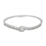 Swirl Baguette Cut Diamond Bangle in 14KT White Gold ( 2ct tw dia )