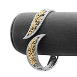 Two-Toned Floral Bypass Bracelet in 14KT Yellow Gold and Sterling Silver ( 0.32ct tw dia )