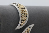 Two-Toned Floral Bypass Bracelet in 14KT Yellow Gold and Sterling Silver ( 0.32ct tw dia )