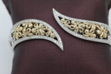 Two-Toned Floral Bypass Bracelet in 14KT Yellow Gold and Sterling Silver ( 0.32ct tw dia )