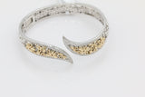 Two-Toned Floral Bypass Bracelet in 14KT Yellow Gold and Sterling Silver ( 0.32ct tw dia )