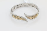 Two-Toned Floral Bypass Bracelet in 14KT Yellow Gold and Sterling Silver ( 0.32ct tw dia )