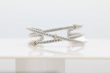 Overlapping Crossover Diamond Bangle in 14KT Yellow Gold and Sterling Silver ( 1.5ct tw dia )