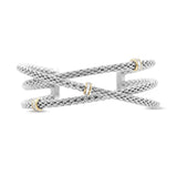 Overlapping Crossover Diamond Bangle in 14KT Yellow Gold and Sterling Silver ( 1.5ct tw dia )