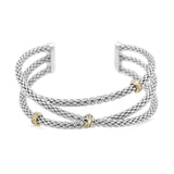 Overlapping Crossover Diamond Bangle in 14KT Yellow Gold and Sterling Silver ( 1.5ct tw dia )