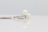 Pearl and Diamond Bypass Ring in 14KT White Gold