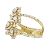 Diamond Pear Halo Triple Band Ring in 14KT Yellow Gold ( 0.50ct dtw )