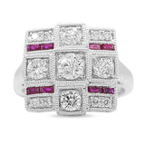 Diamond and Ruby Ring in 14KT White Gold ( 1.05ct dtw )
