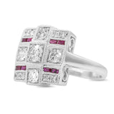 Diamond and Ruby Ring in 14KT White Gold ( 1.05ct dtw )