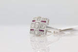 Diamond and Ruby Ring in 14KT White Gold ( 1.05ct dtw )