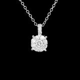 Diamond Cluster Pendant in 14KT White Gold ( 0.50ct tw dia )