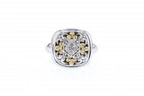 Italian Sterling Silver Ring with 0.2ct diamonds and 14K solid yellow gold accents