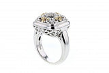 Italian Sterling Silver Ring with 0.2ct diamonds and 14K solid yellow gold accents