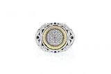 Italian sterling silver ring with 0.22ct H color VS diamonds and solid 14K yellow gold accents