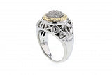 Italian sterling silver ring with 0.22ct H color VS diamonds and solid 14K yellow gold accents
