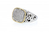 Italian sterling silver ring with 1.00ct diamonds and 14K solid yellow gold accent