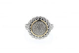 Italian sterling silver ring with 0.40ct diamonds and 14K solid yellow gold accent