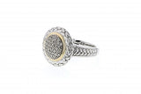 Italian sterling silver ring with 0.40ct diamonds and 14K solid yellow gold accent
