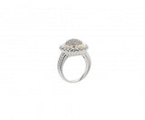 Italian sterling silver ring with 0.40ct diamonds and 14K solid yellow gold accent
