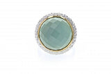 Italian Sterling Silver ring with 14K solid yellow gold accent and green onyx center stone