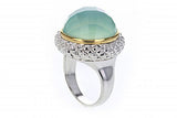 Italian Sterling Silver ring with 14K solid yellow gold accent and green onyx center stone
