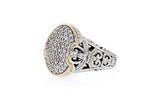 Italian sterling silver ring with 0.75ct diamonds with 14K solid yellow gold accents