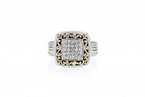 Italian sterling silver ring with 0.60ct diamonds and 14K solid yellow gold