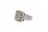 Italian sterling silver ring with 0.60ct diamonds and 14K solid yellow gold