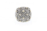 Italian sterling silver ring with 0.70ct H color VS diamonds and solid 14K yellow gold accents