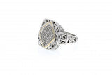 Italian sterling silver ring with 1/4ct diamond and solid 14K yellow gold accent