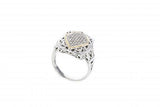 Italian sterling silver ring with 1/4ct diamond and solid 14K yellow gold accent
