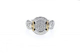 Italian sterling silver ring with 0.26ct diamonds and solid 14K yellow gold accent