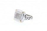 Italian sterling silver ring with 2/5ct diamonds and solid 14K yellow gold accent
