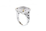 Italian sterling silver ring with 2/5ct diamonds and solid 14K yellow gold accent